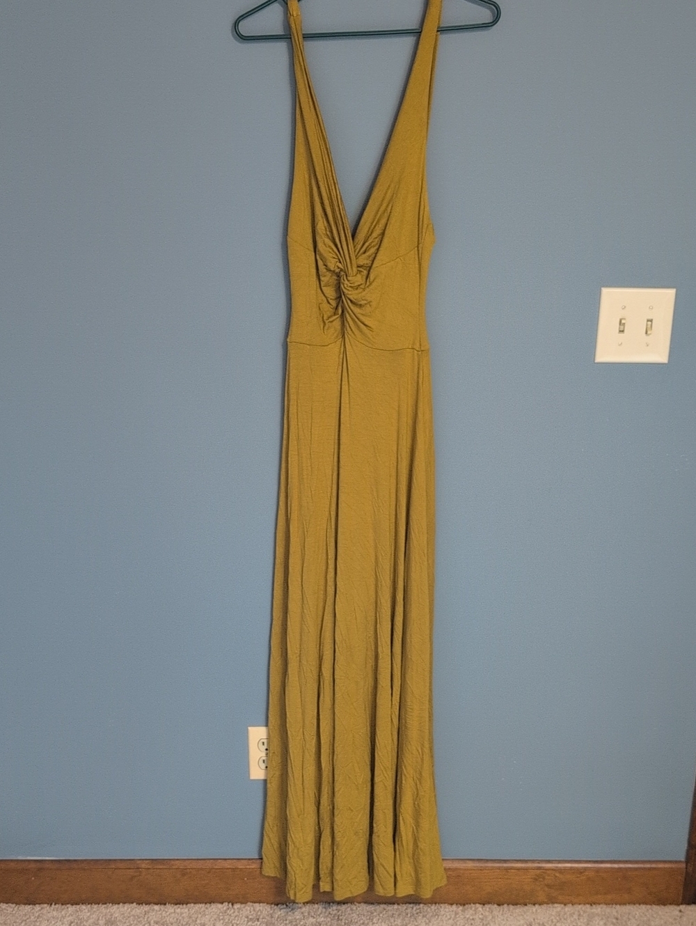 Free People Olive Green Sleeveless Twist-Front Jumpsuit